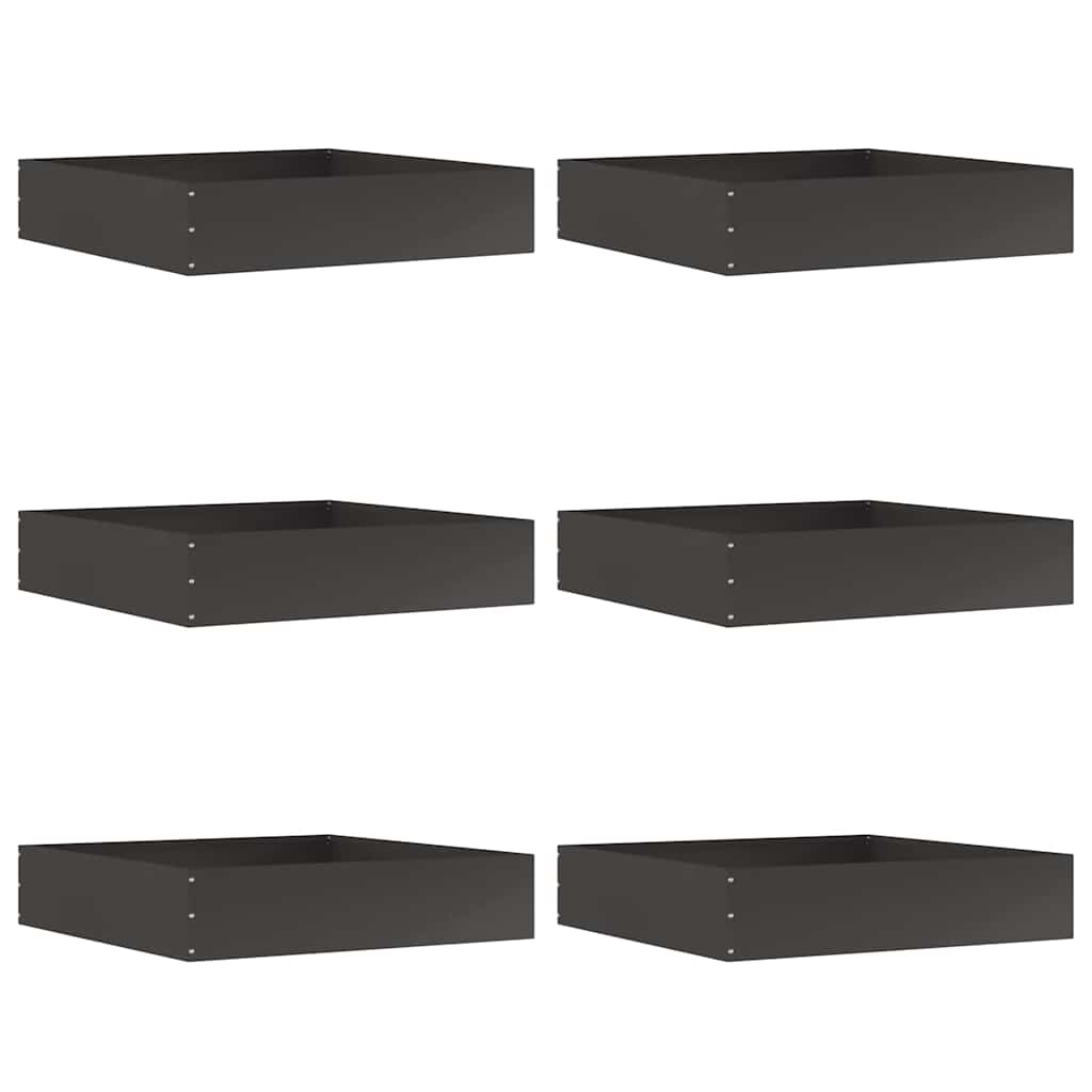 vidaXL Krawężnik do trawnika 6 pcs Czarny 60 x 60 x 13 cm Stal