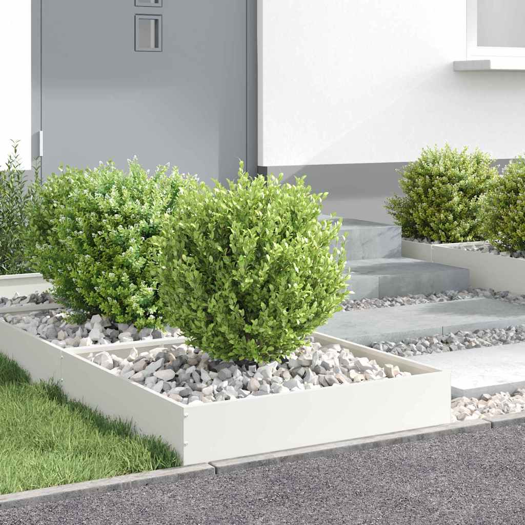 vidaXL Krawężnik do trawnika 6 pcs Biały 60 x 60 x 13 cm Stal