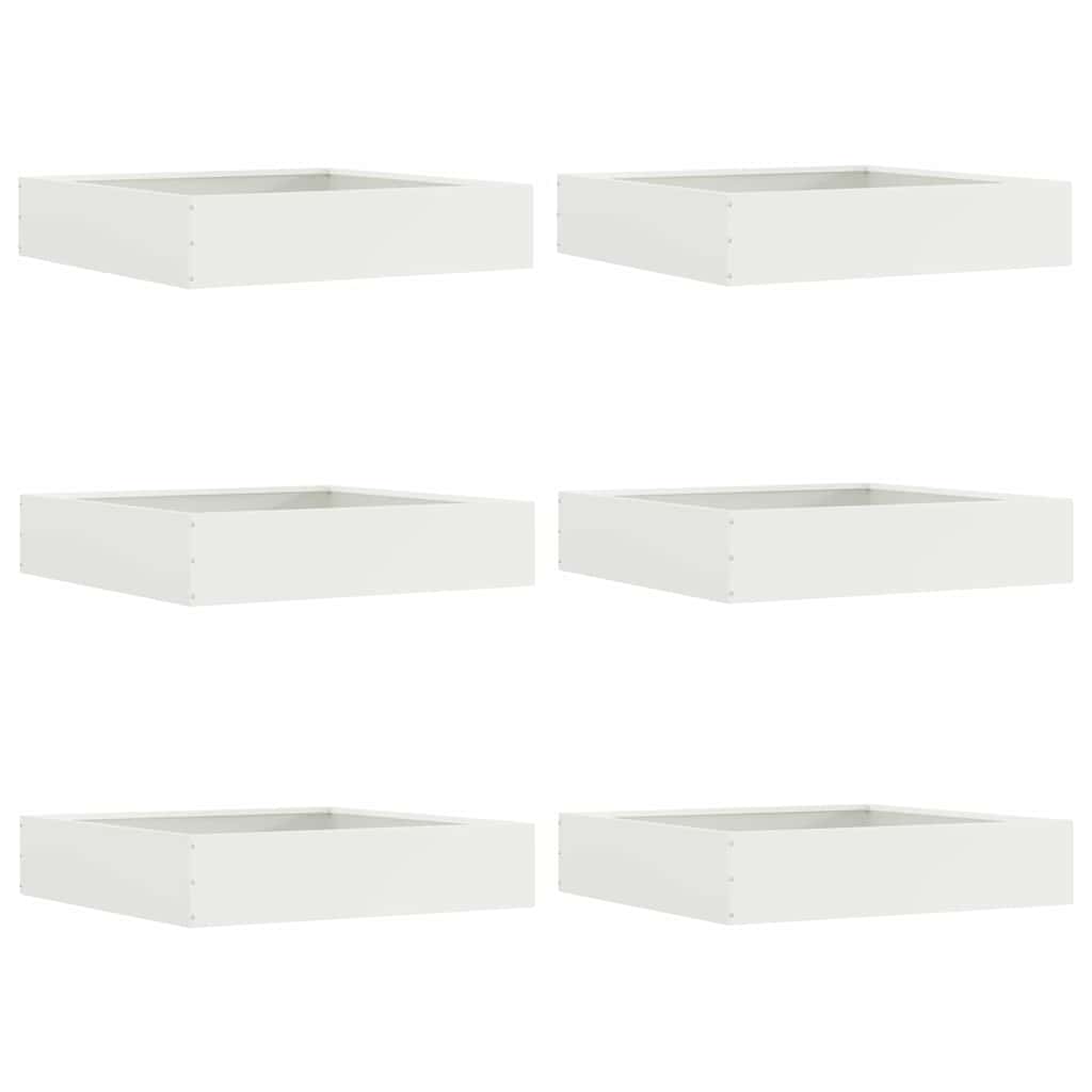 vidaXL Krawężnik do trawnika 6 pcs Biały 60 x 60 x 13 cm Stal
