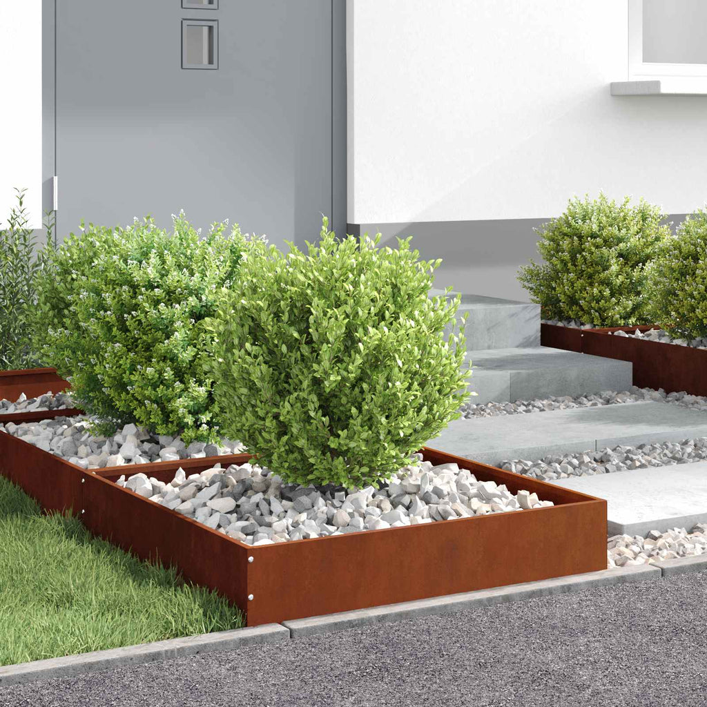 vidaXL Krawężnik do trawnika 6 pcs Rdzawy 60 x 60 x 13 cm
