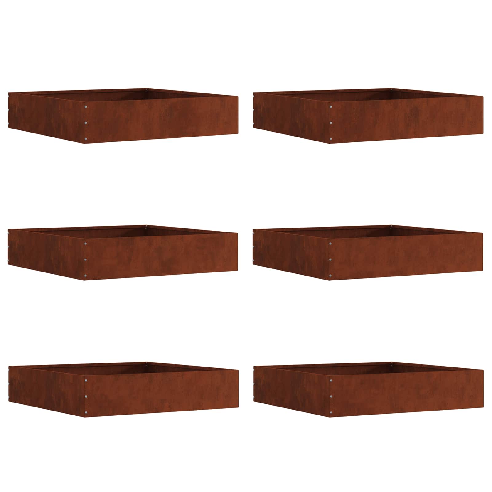 vidaXL Krawężnik do trawnika 6 pcs Rdzawy 60 x 60 x 13 cm