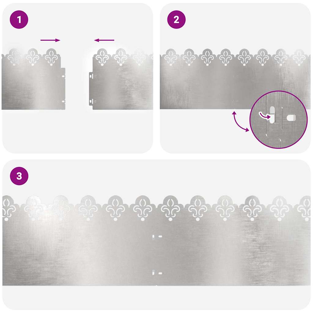 vidaXL Obrzeża trawnikowe 20 pcs Srebrny 103 x 0,05 x 22 cm