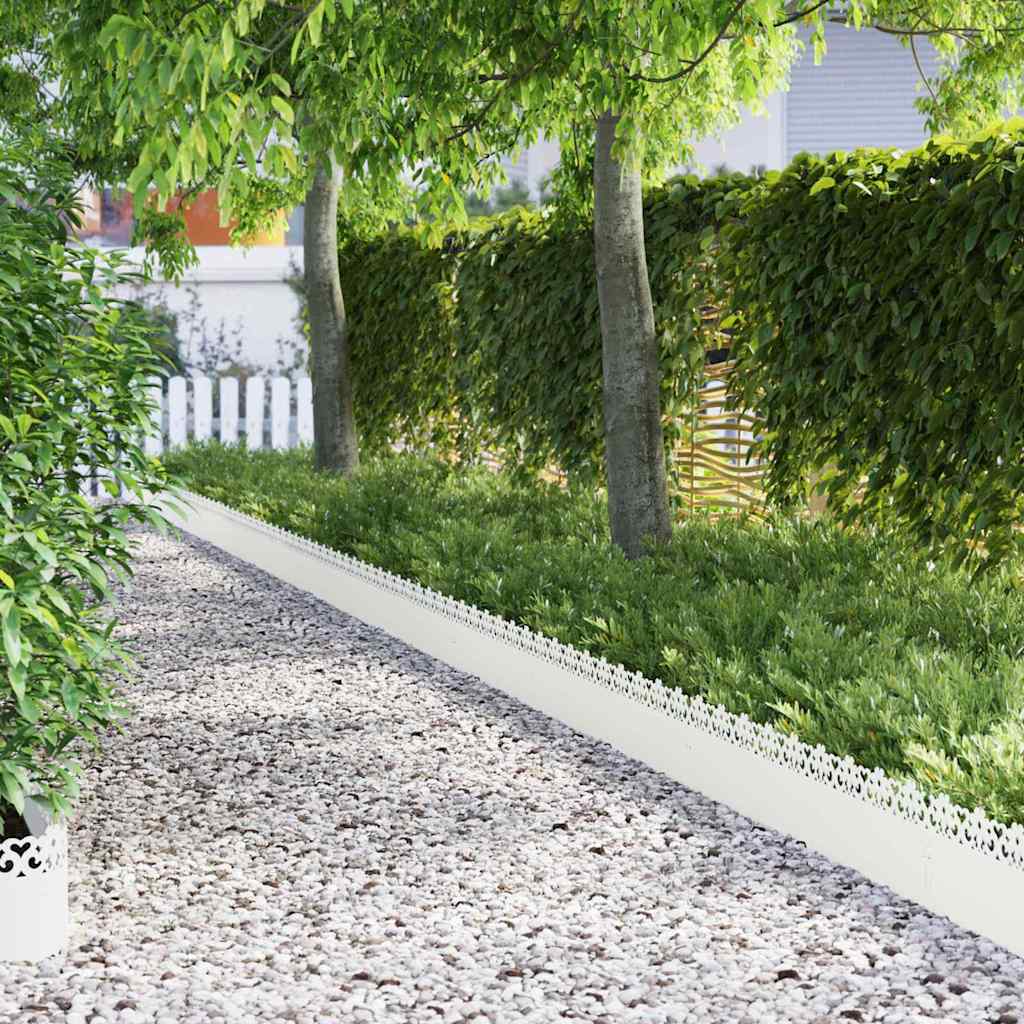 vidaXL Obrzeża trawnikowe 20 pcs Biały 103 x 0,05 x 22 cm Stal