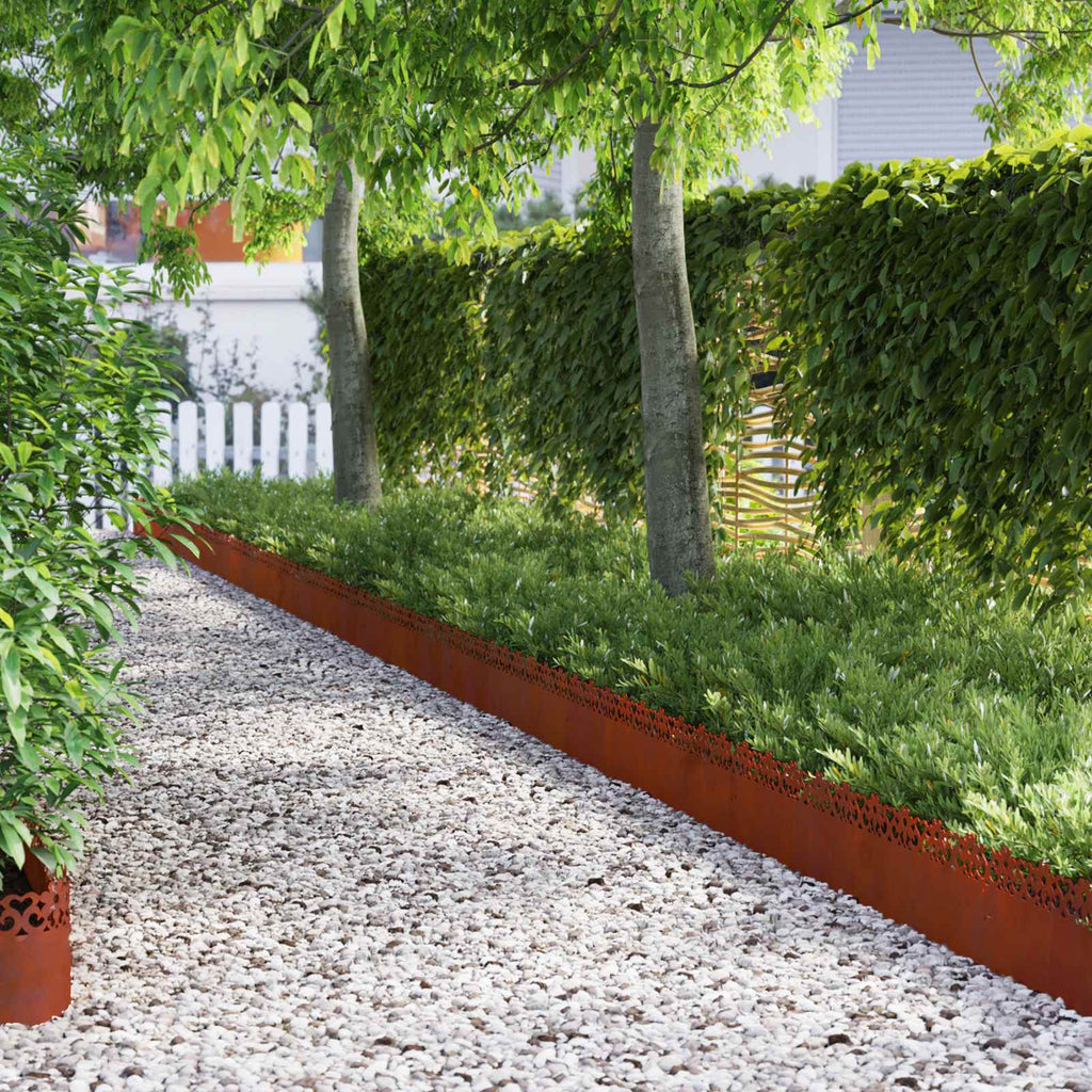 vidaXL Obrzeża trawnikowe 20 pcs Rdzawy 103 x 0,05 x 22 cm