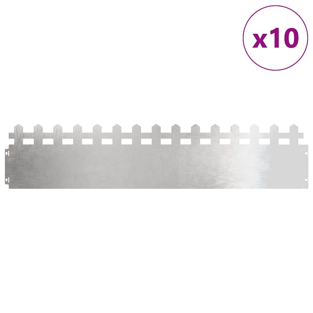 vidaXL Obrzeża trawnikowe 10 pcs Srebrny 103 x 0,05 x 22 cm