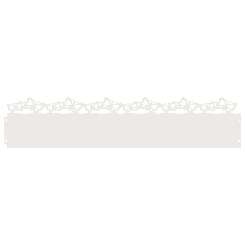vidaXL Obrzeża trawnikowe 10 pcs Biały 103 x 0,05 x 22 cm Stal