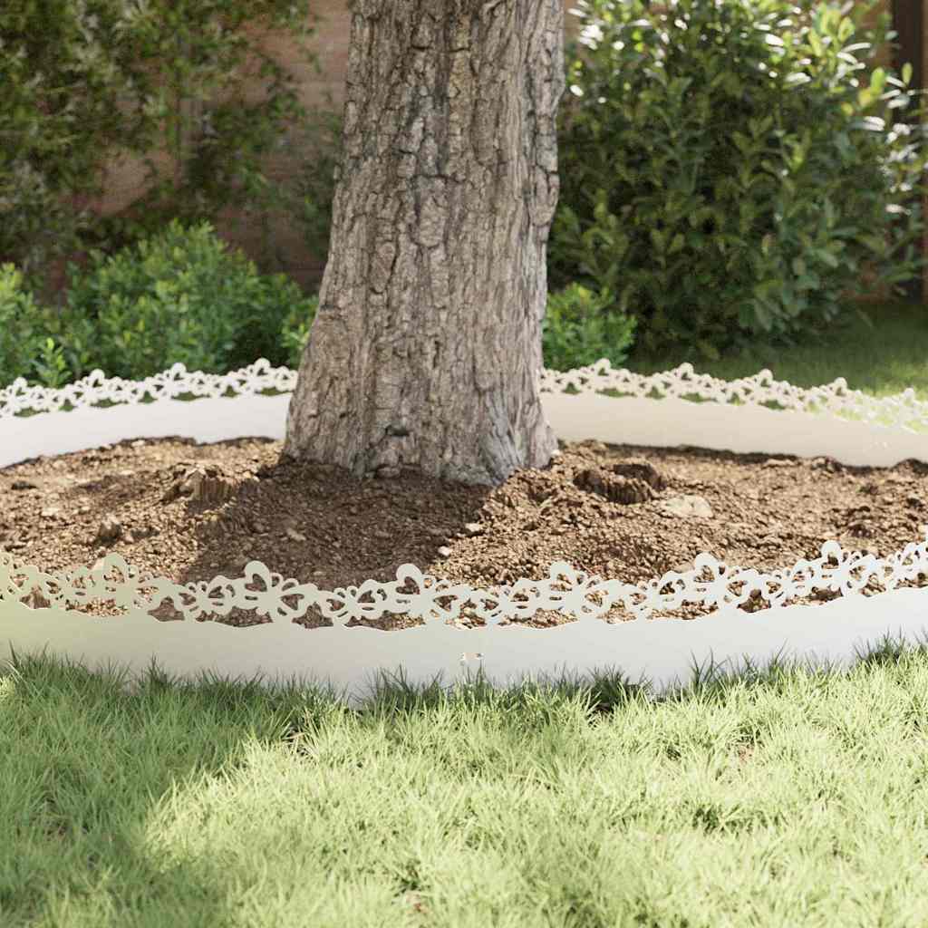 vidaXL Obrzeża trawnikowe 20 pcs Biały 103 x 0,05 x 22 cm Stal