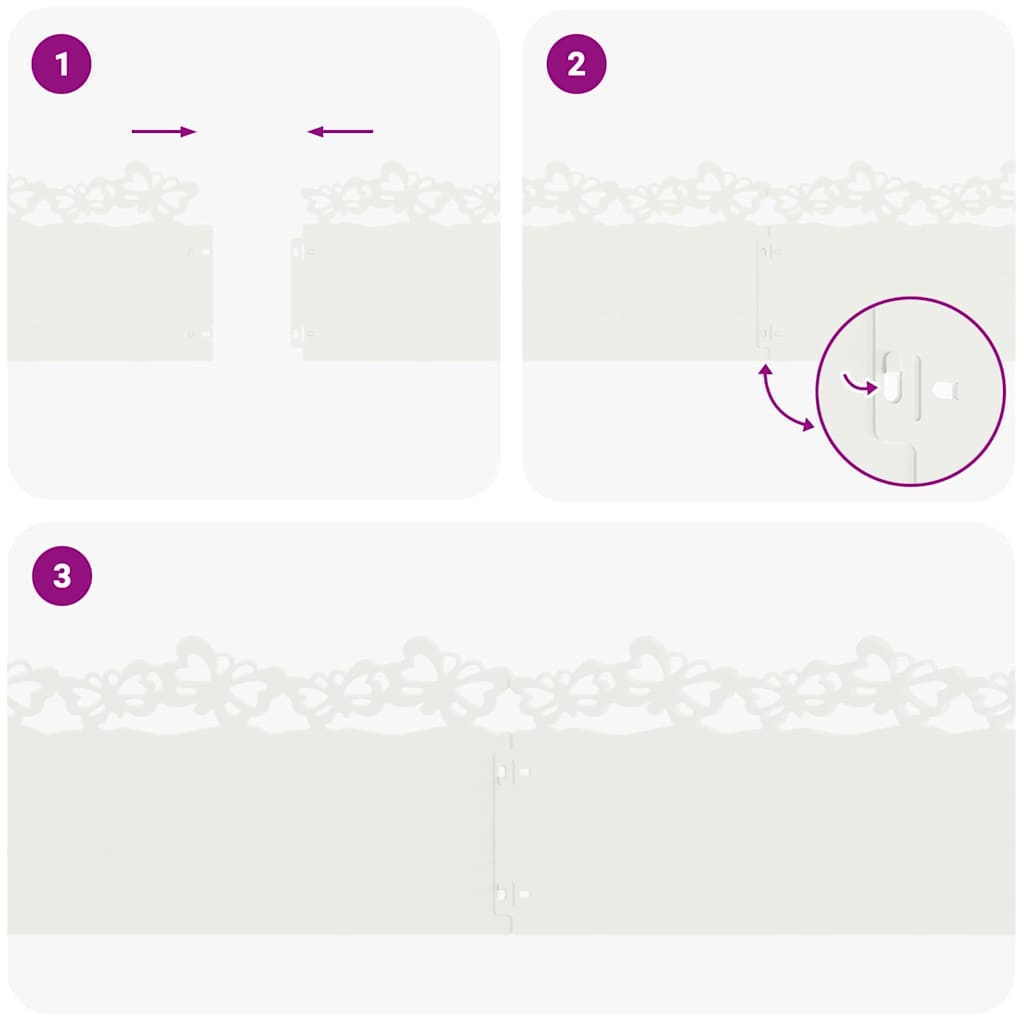 vidaXL Obrzeża trawnikowe 20 pcs Biały 103 x 0,05 x 22 cm Stal