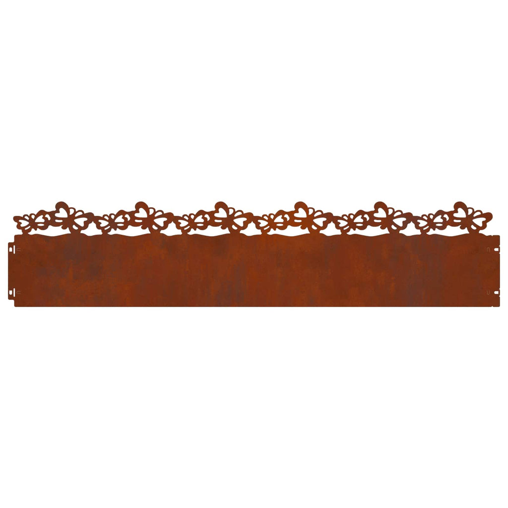 vidaXL Obrzeża trawnikowe 20 pcs Rdzawy 103 x 0,05 x 22 cm