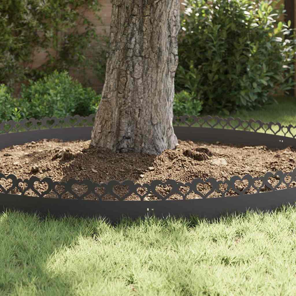 vidaXL Obrzeża trawnikowe 30 pcs Czarny 103 x 0,05 x 22 cm Stal