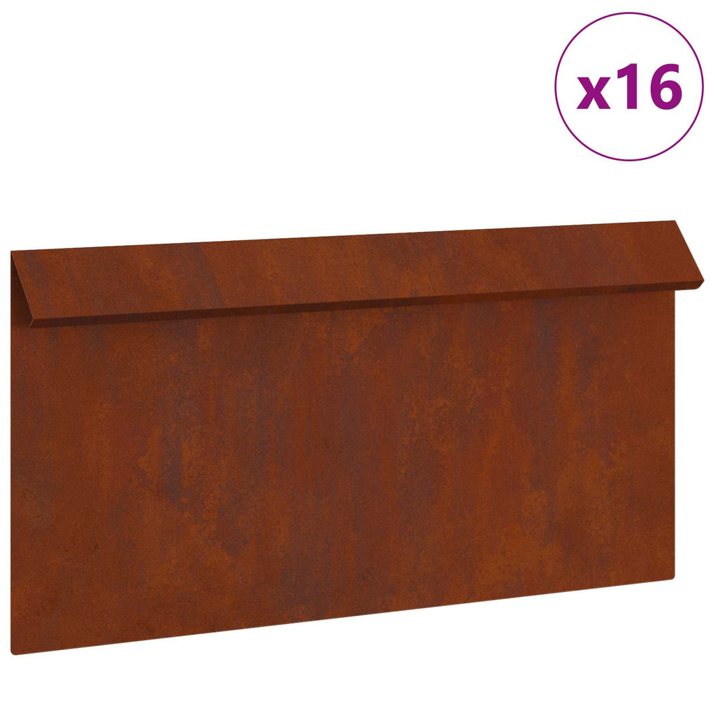 vidaXL Ogrodzenie ślimakowe 16 pcs Rdzawy 50 x 3,5 x 25 cm