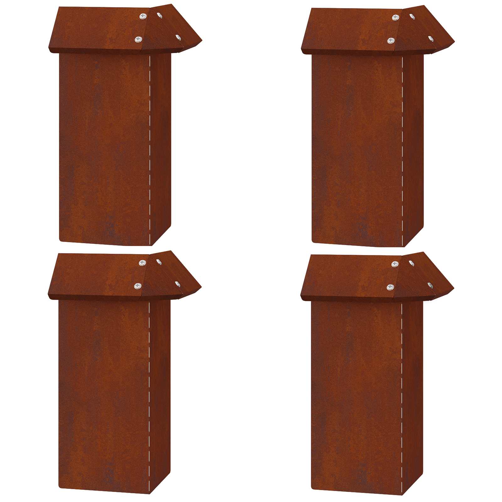 vidaXL Ogrodzenie ślimakowe 4 szt. 13,5 x 13,5 x 25 cm Rdzawy