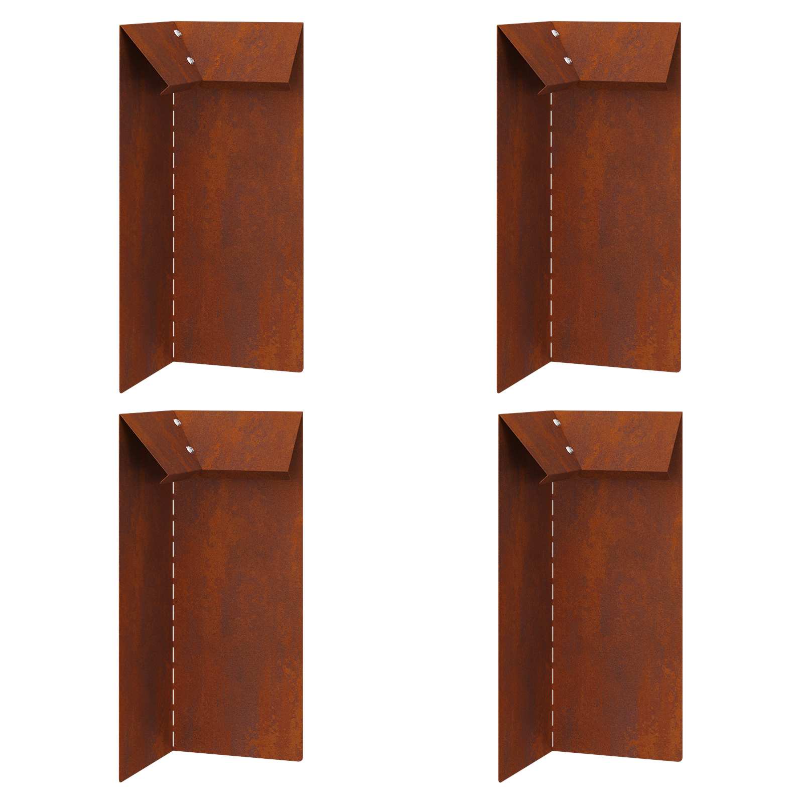 vidaXL Ogrodzenie ślimakowe 4 pcs Rdzawy 10 x 10 x 25 cm