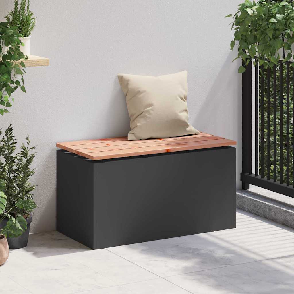 vidaXL Ławka ogrodowa Czarny 80 x 40 x 43 cm Stal