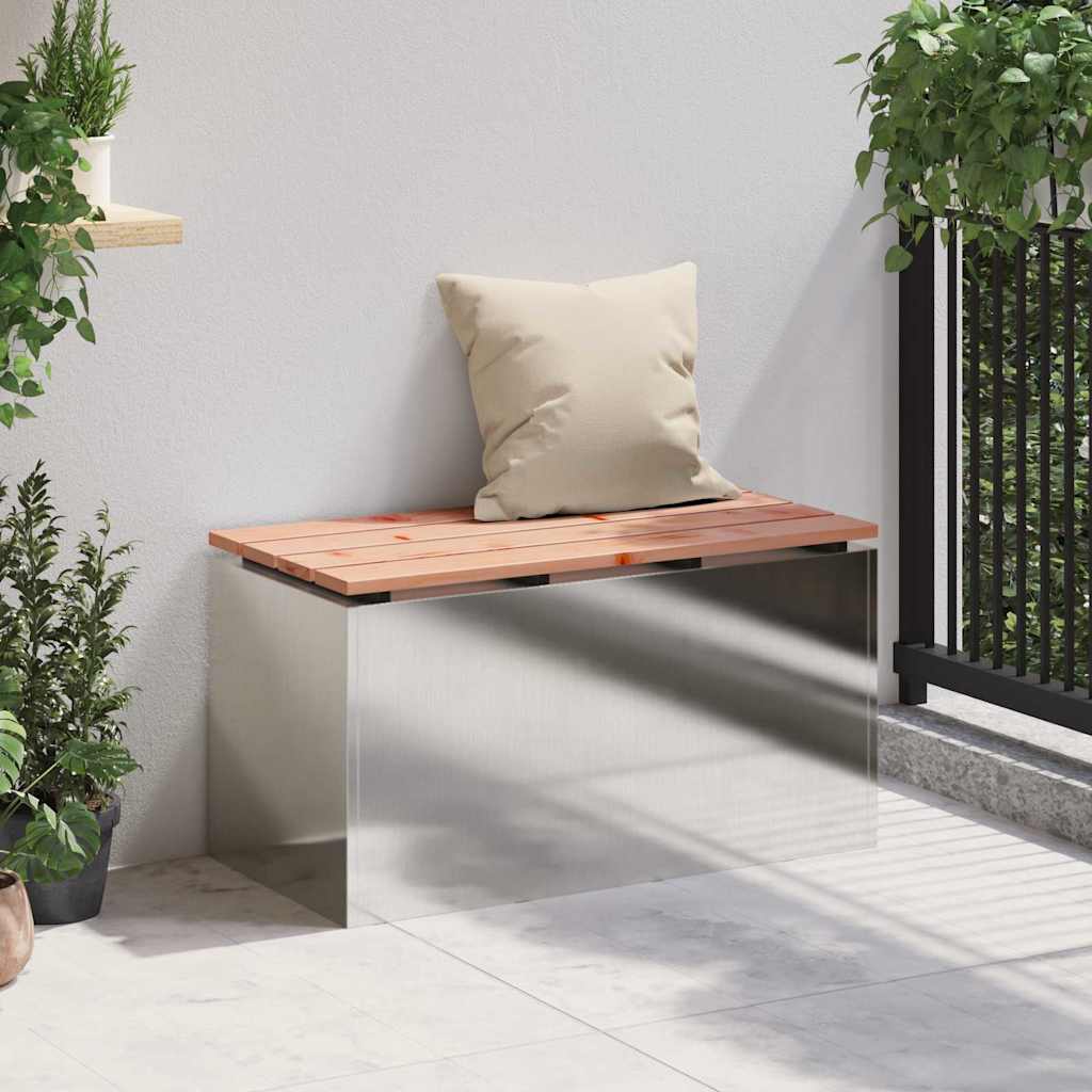 vidaXL Ławka ogrodowa Srebrny 80 x 40 x 43 cm stal nierdzewna