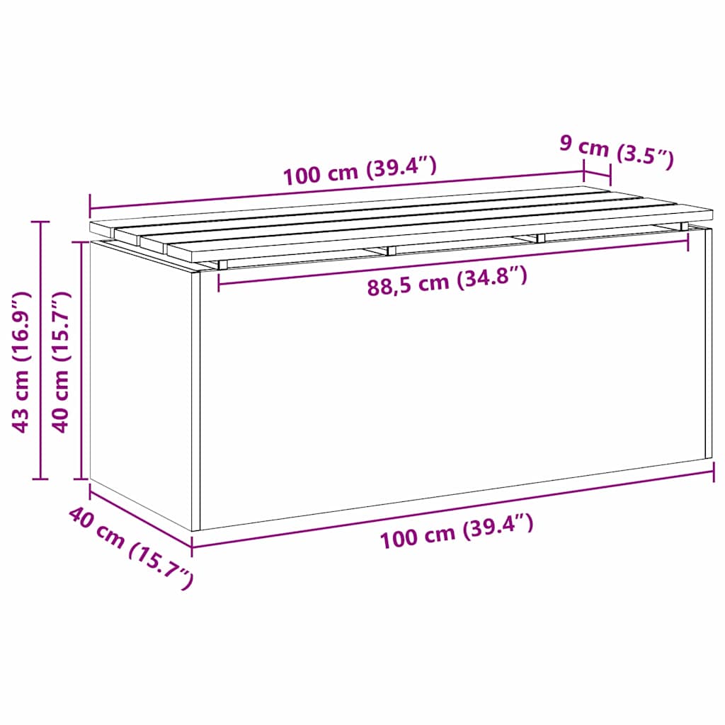 vidaXL Ławka ogrodowa Srebrny 100 x 40 x 43 cm Stal galwanizowana