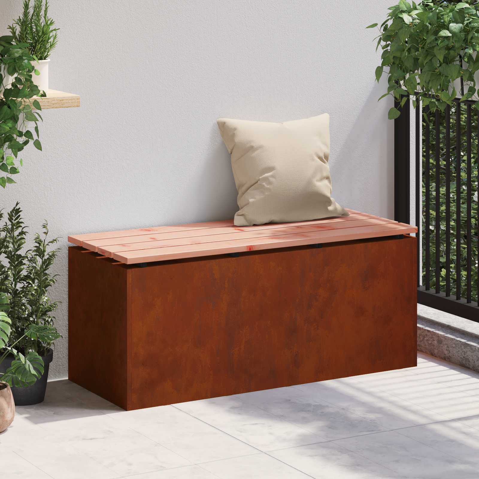 vidaXL Ławka ogrodowa Rdzawy 100 x 40 x 43 cm stal kortenowska