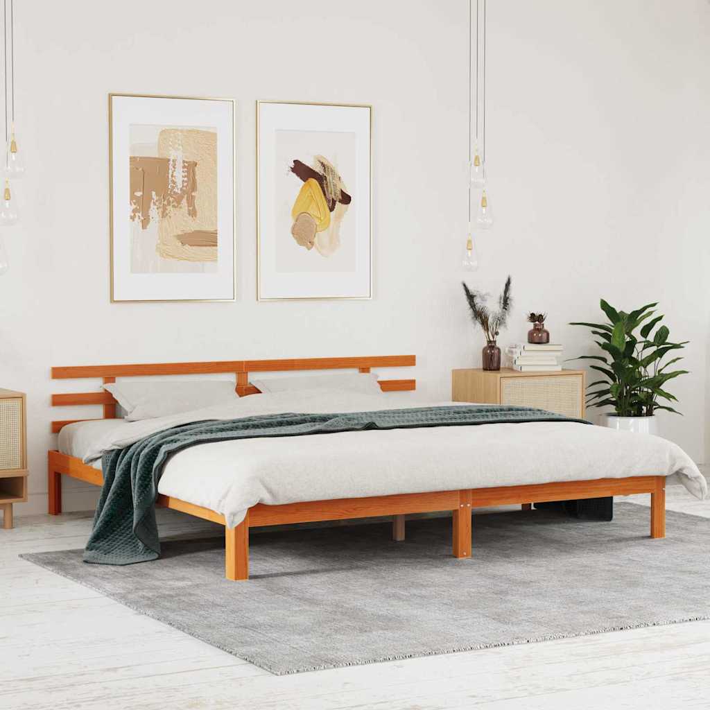 vidaXL Ramka łóżka Z zagłówkiem Woskowy Brąz 203.5 x 205.5 x 69.5 cm