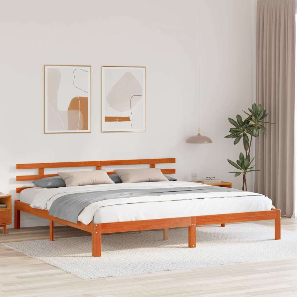 vidaXL Ramka łóżka Z zagłówkiem Woskowy Brąz 203.5 x 205.5 x 69.5 cm