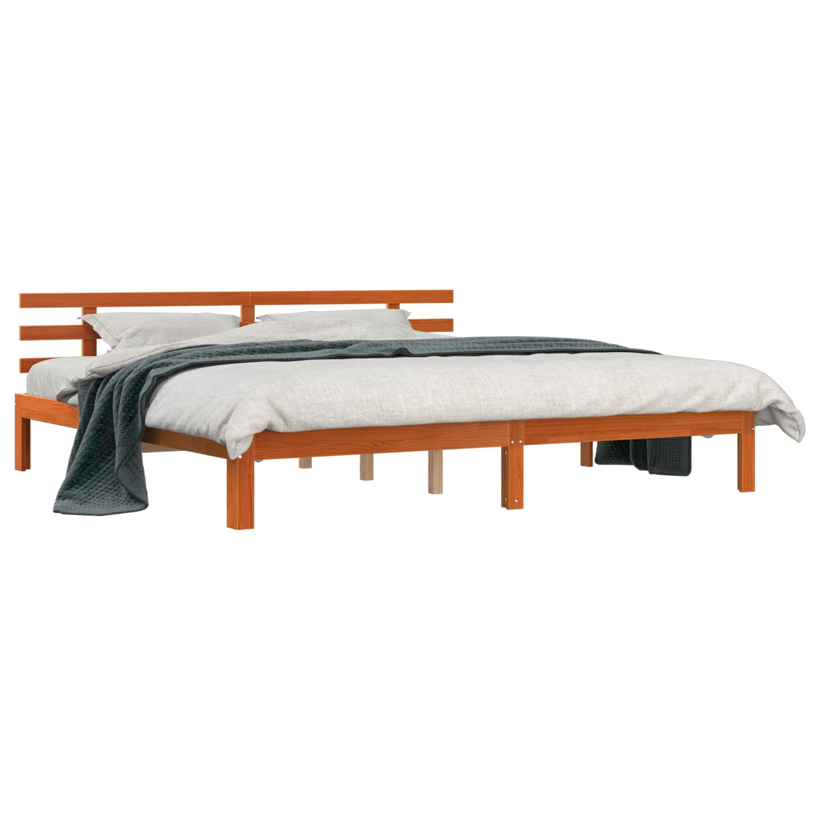 vidaXL Ramka łóżka Z zagłówkiem Woskowy Brąz 203.5 x 205.5 x 69.5 cm