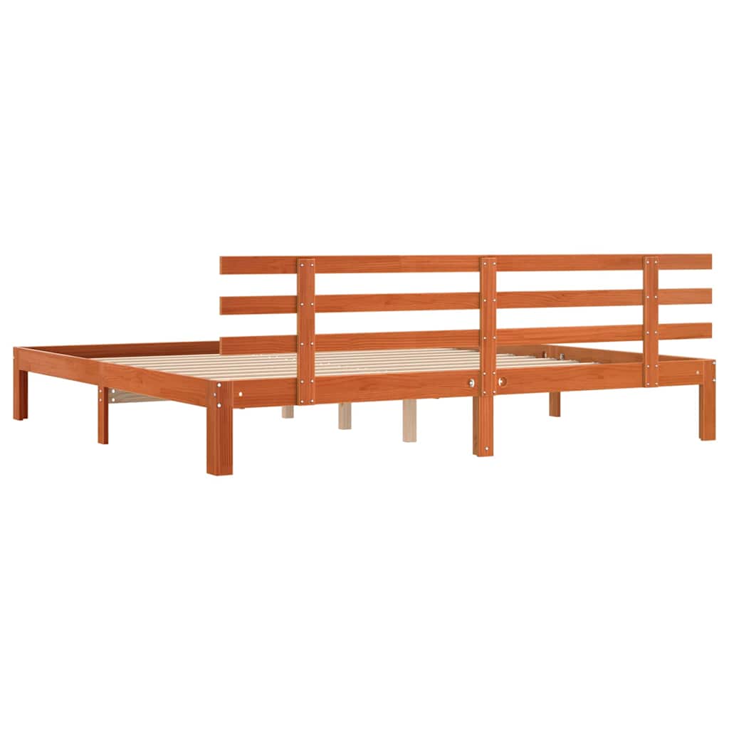 vidaXL Ramka łóżka Z zagłówkiem Woskowy Brąz 203.5 x 205.5 x 69.5 cm