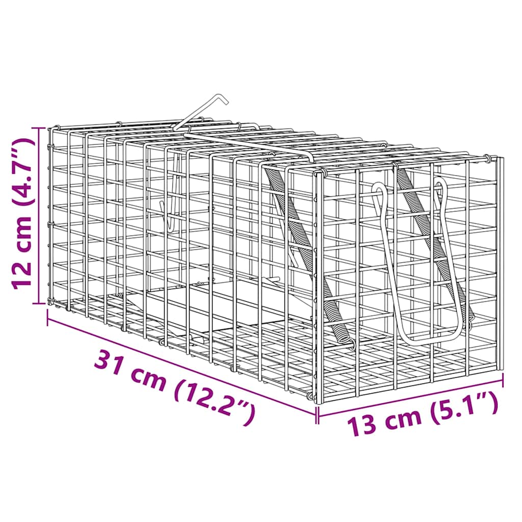 vidaXL Pułapka na zwierzęta Antracyt 31 x 13 x 12cm Stal