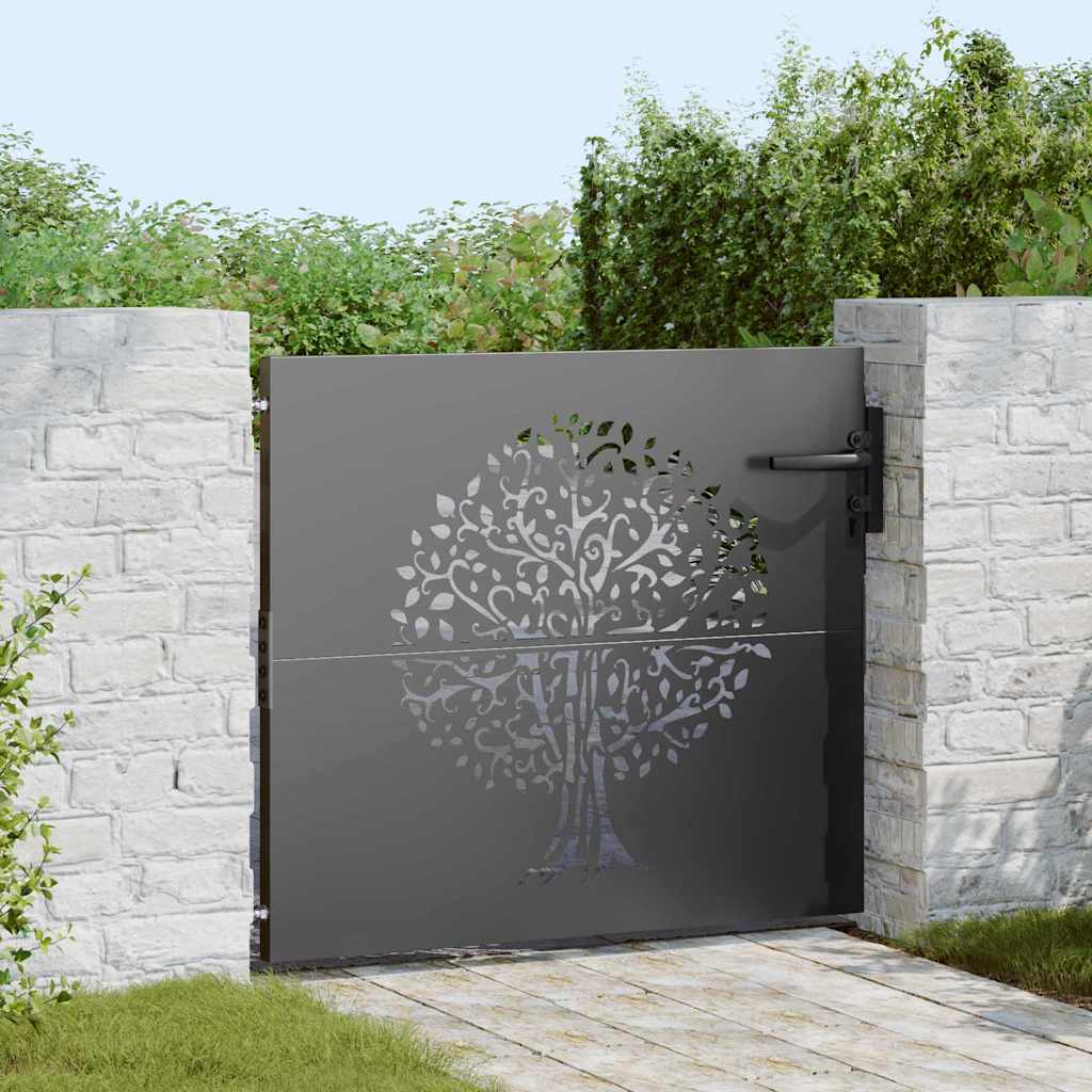 vidaXL Brama ogrodowa Czarny 85 x 100 cm Stal Malowana Proszkowo