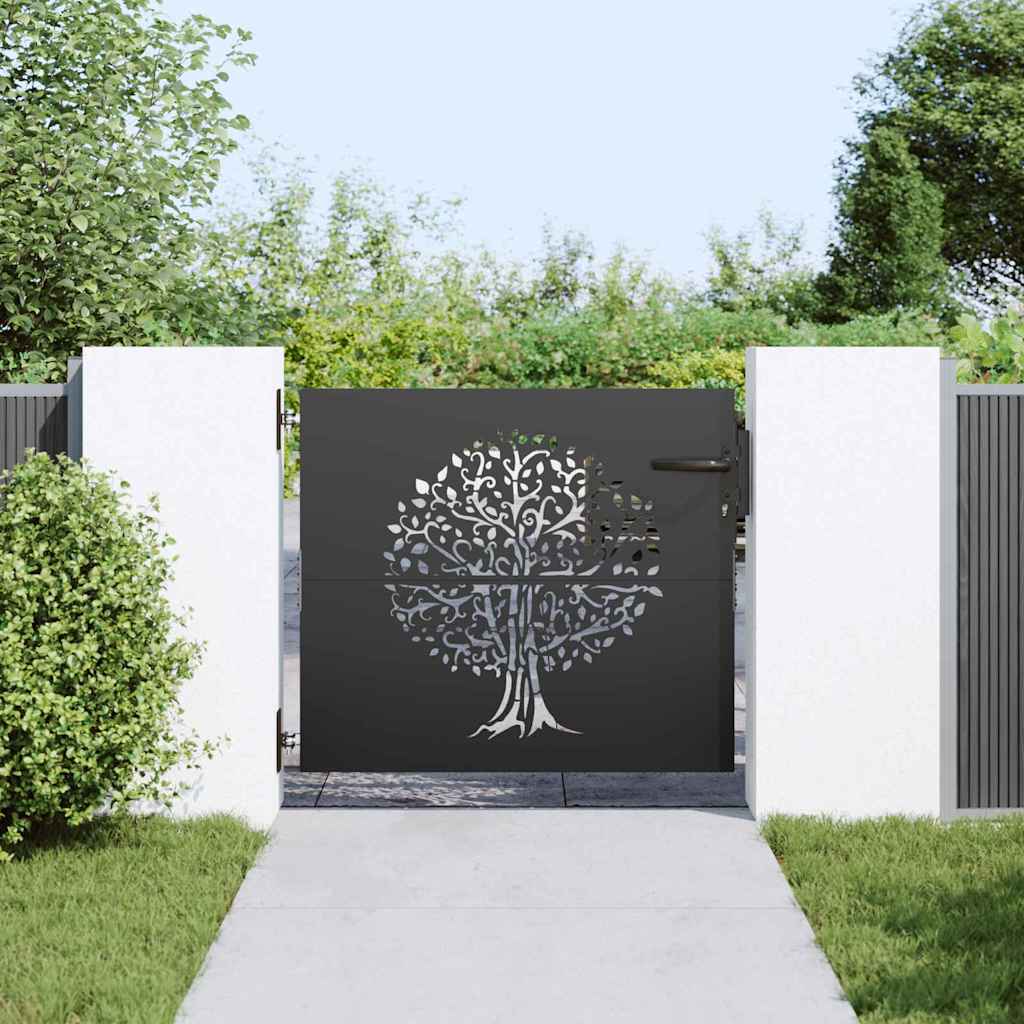 vidaXL Brama ogrodowa Czarny 85 x 100 cm Stal Malowana Proszkowo