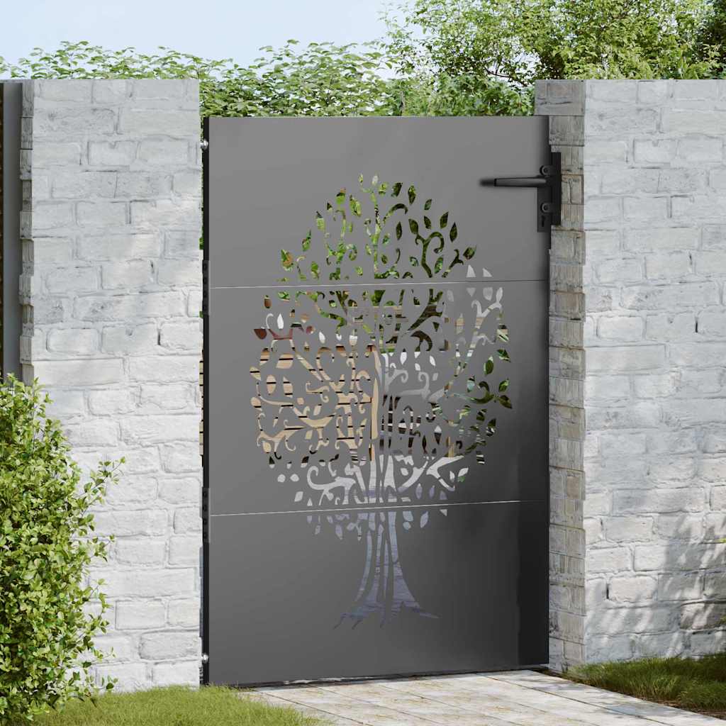 vidaXL Brama ogrodowa Czarny 85 x 125 cm Stal Malowana Proszkowo
