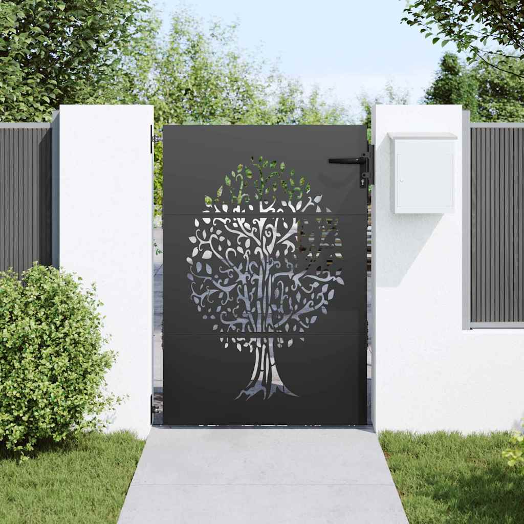 vidaXL Brama ogrodowa Czarny 85 x 125 cm Stal Malowana Proszkowo