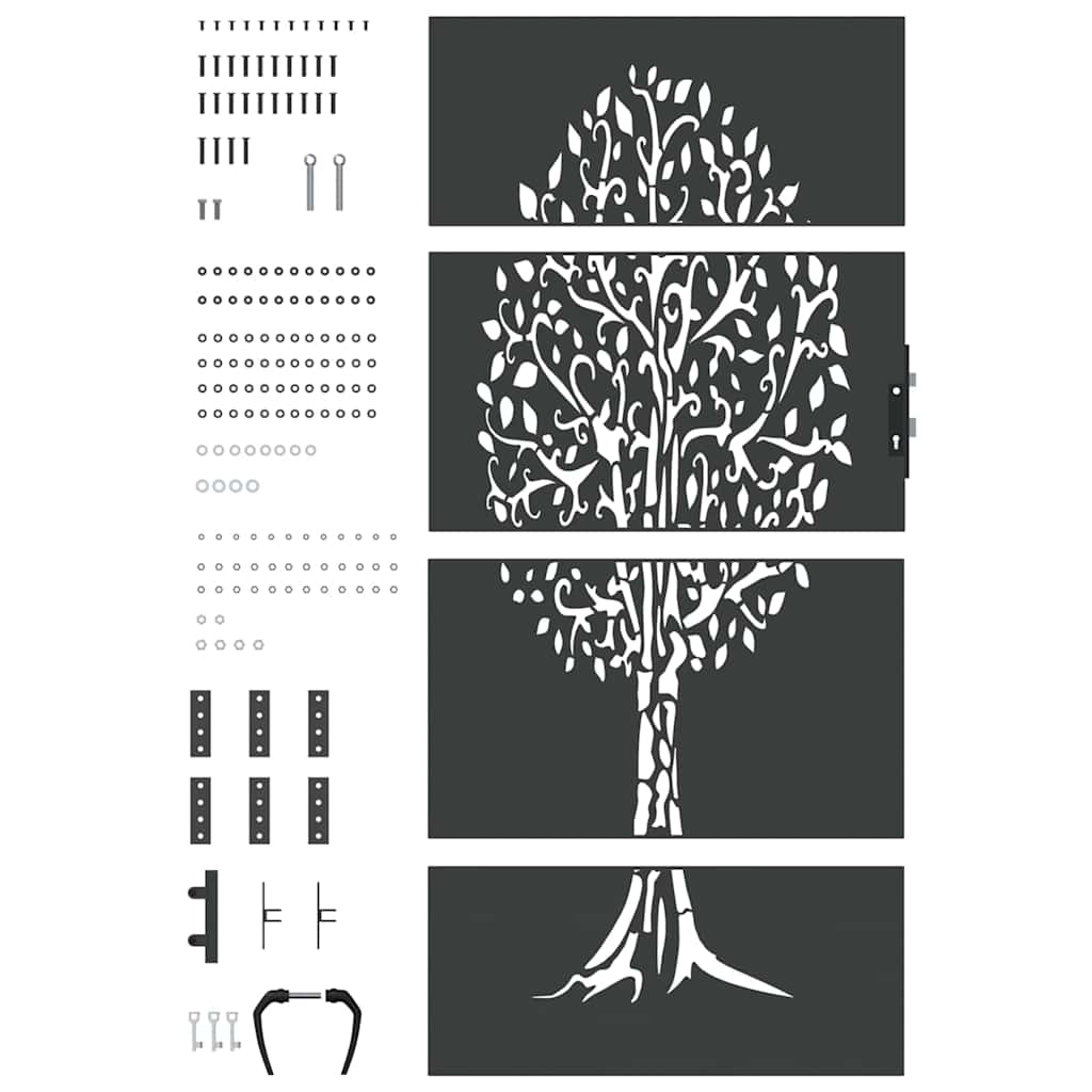 vidaXL Brama ogrodowa Czarny 85 x 175 cm Stal Malowana Proszkowo