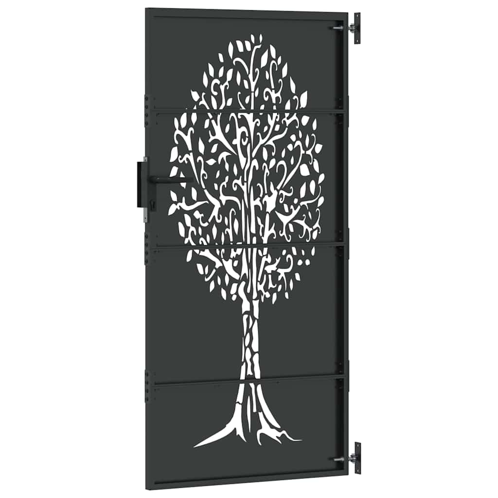 vidaXL Brama ogrodowa Czarny 85 x 175 cm Stal Malowana Proszkowo