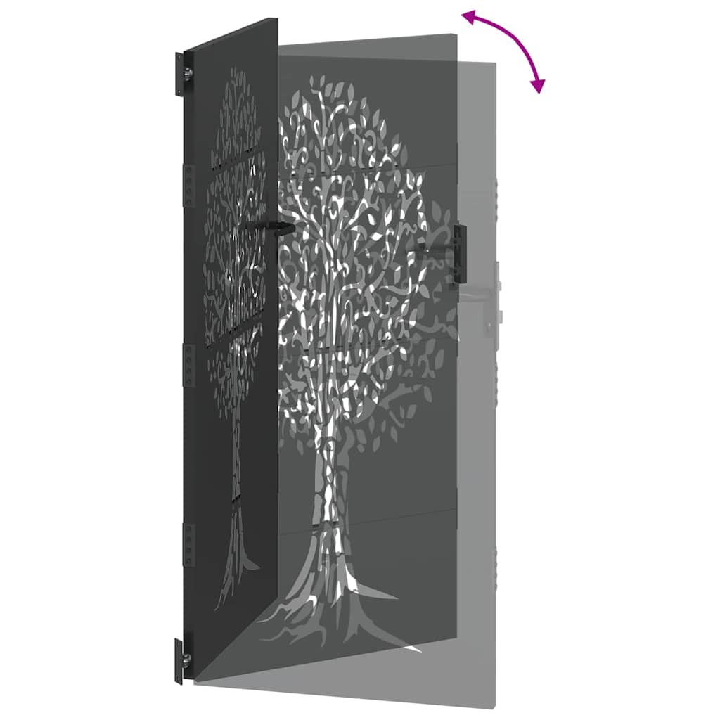 vidaXL Brama ogrodowa Czarny 85 x 175 cm Stal Malowana Proszkowo