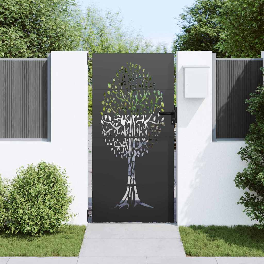 vidaXL Brama ogrodowa Czarny 85 x 200 cm Stal Malowana Proszkowo
