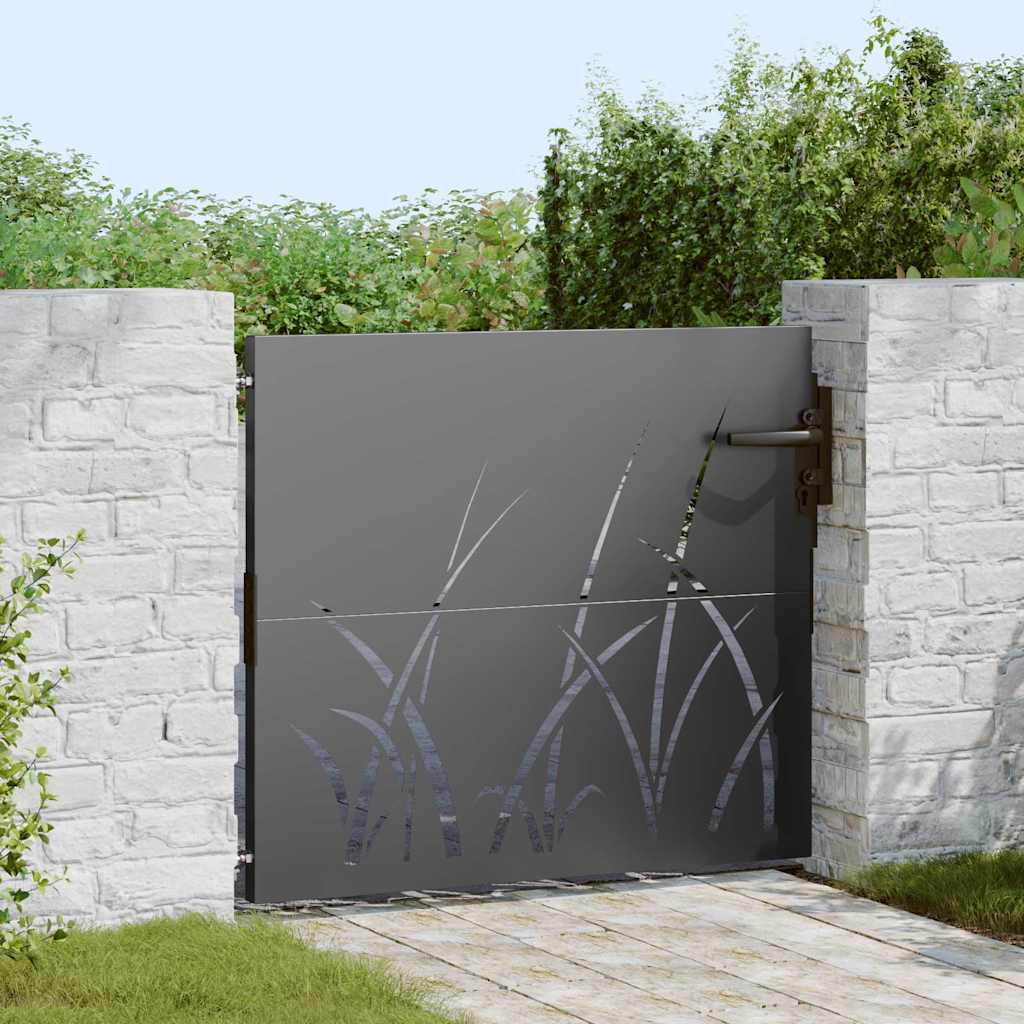 vidaXL Brama ogrodowa Czarny 85 x 100 cm Stal Malowana Proszkowo