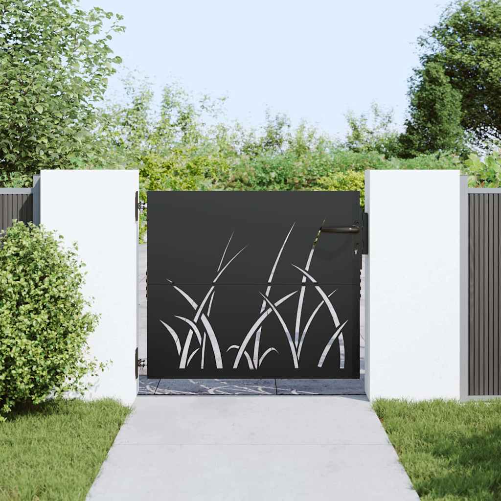vidaXL Brama ogrodowa Czarny 85 x 100 cm Stal Malowana Proszkowo
