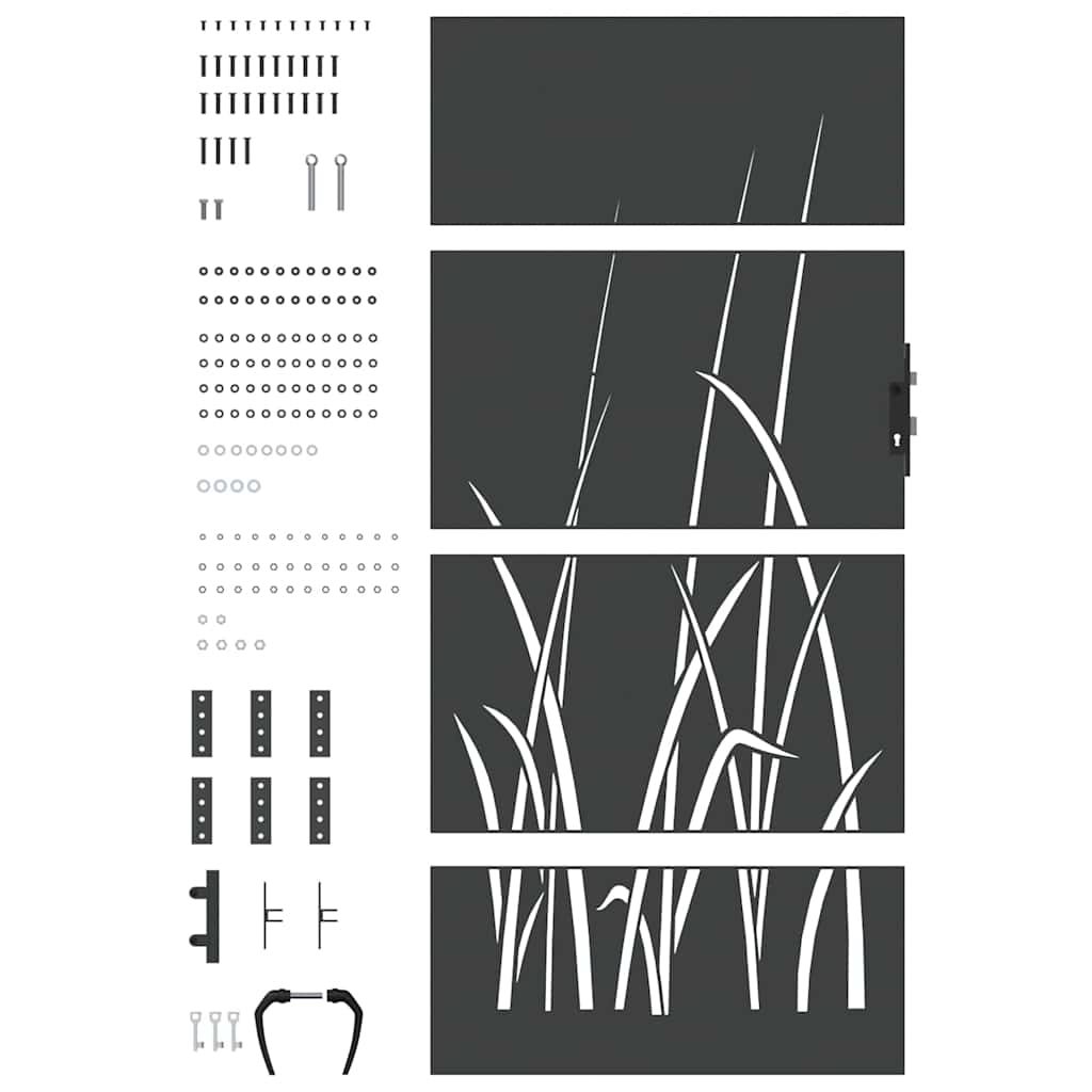 vidaXL Brama ogrodowa Czarny 85 x 175 cm Stal Malowana Proszkowo
