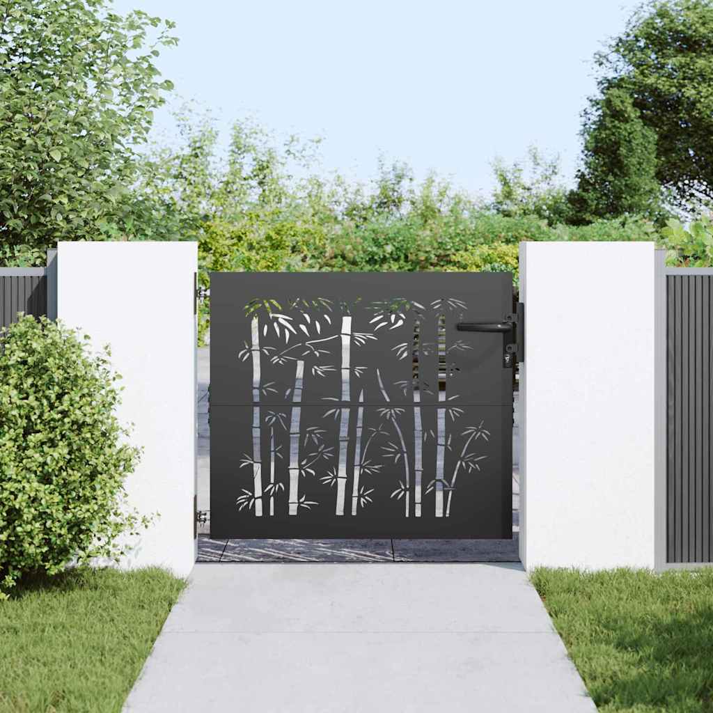 vidaXL Brama ogrodowa 85 x 100 cm Stal Malowana Proszkowo Czarny