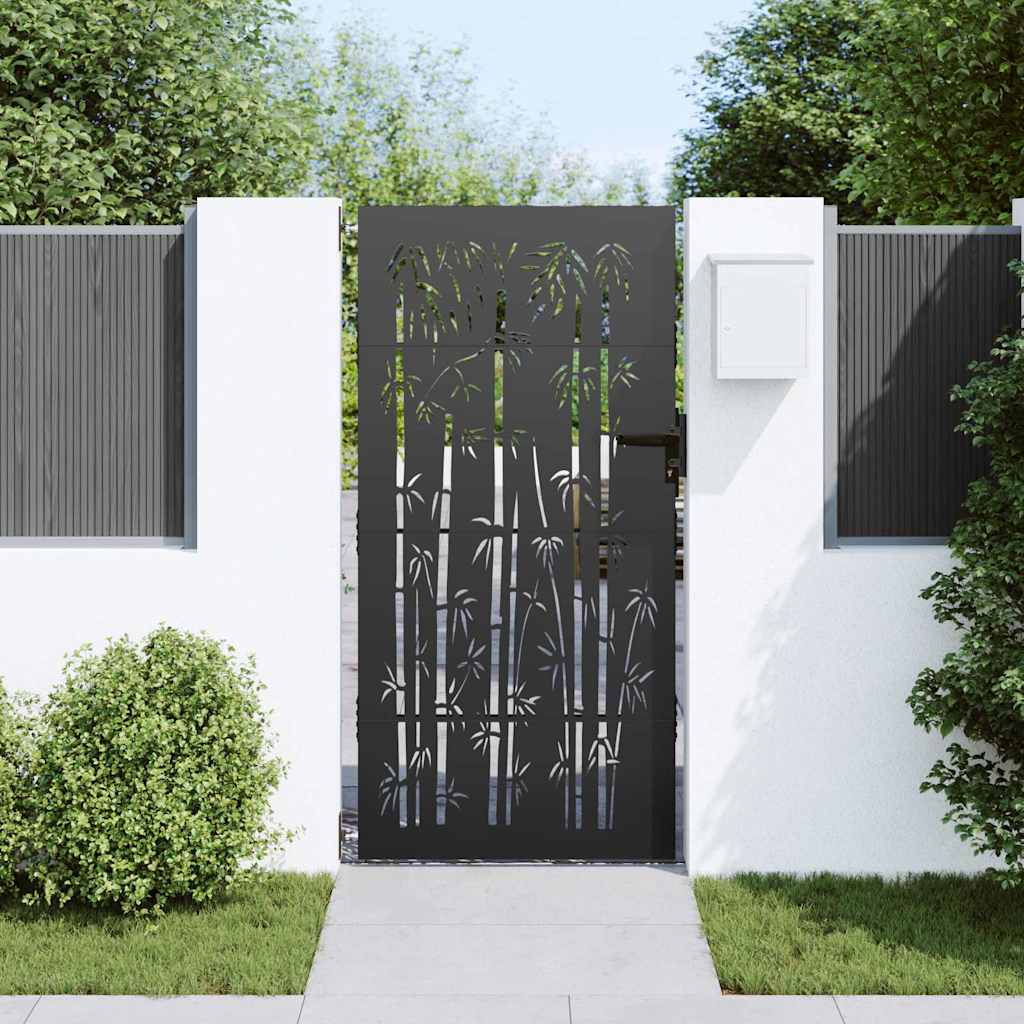 vidaXL Brama ogrodowa Czarny 85 x 200 cm Stal Malowana Proszkowo