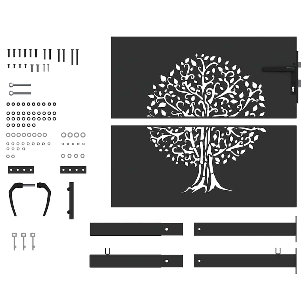 vidaXL Brama ogrodowa Czarny 110 x 105 cm Stal Malowana Proszkowo