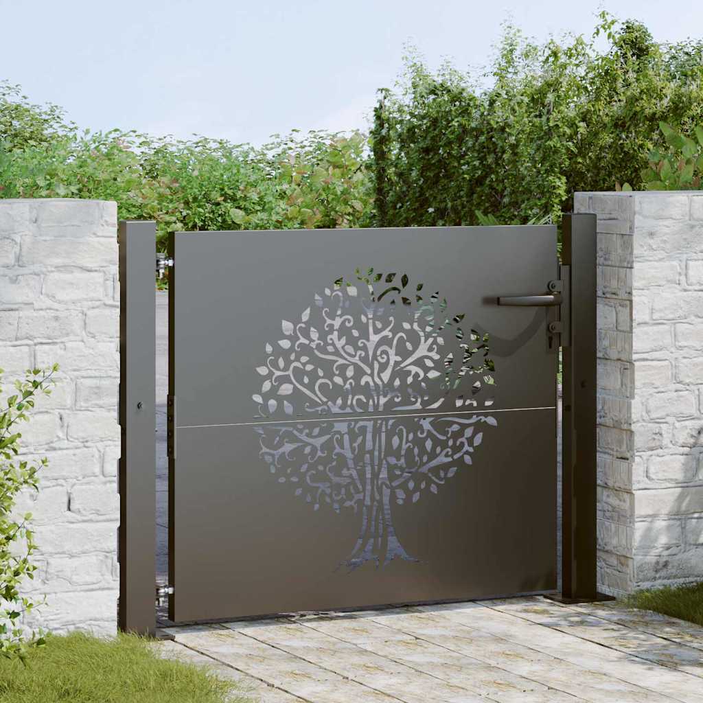 vidaXL Brama ogrodowa Czarny 110 x 105 cm Stal Malowana Proszkowo