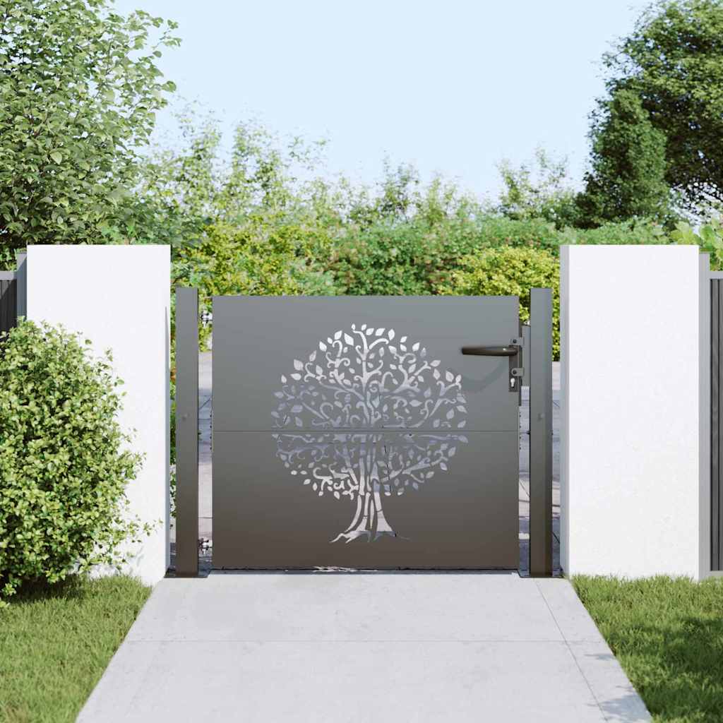 vidaXL Brama ogrodowa Czarny 110 x 105 cm Stal Malowana Proszkowo
