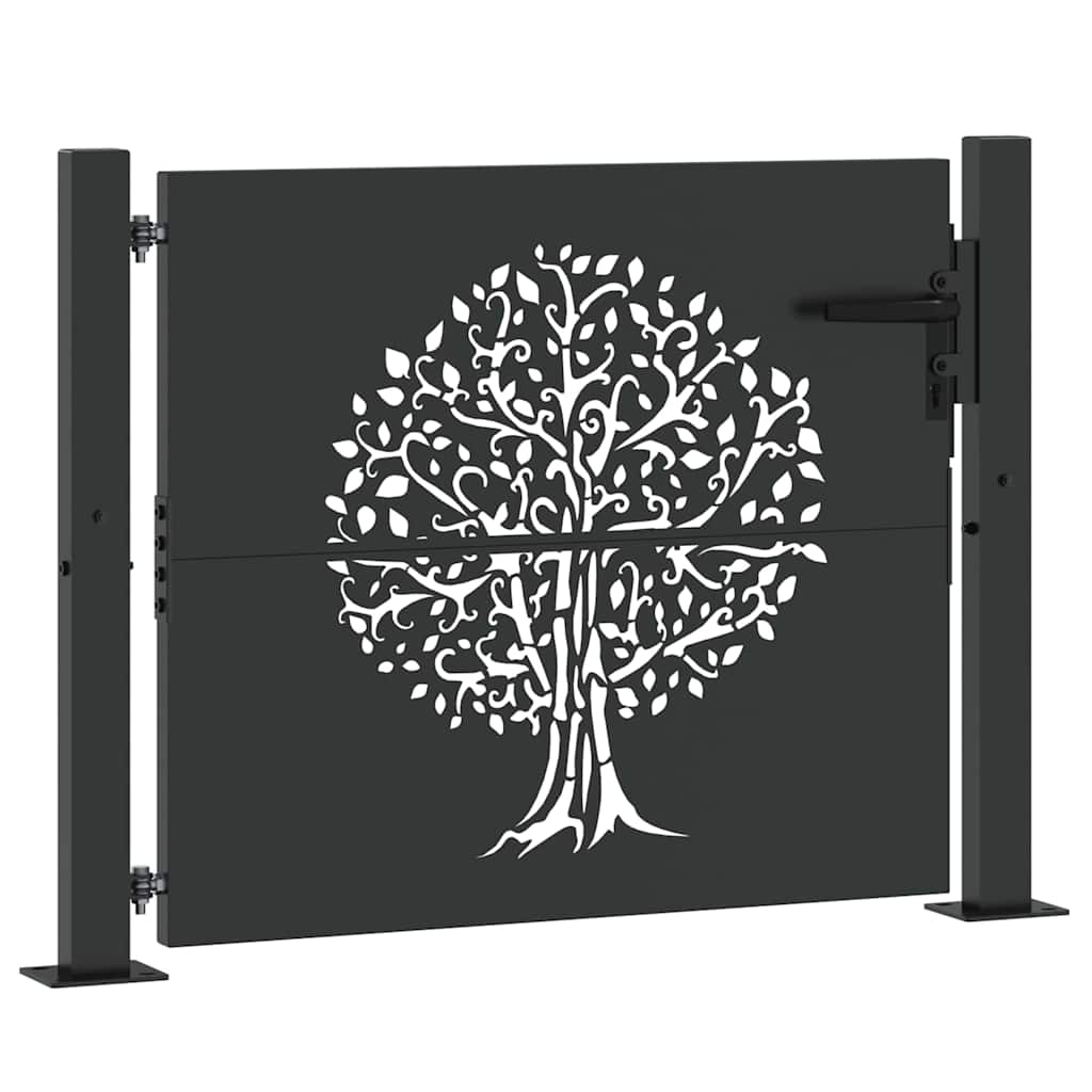 vidaXL Brama ogrodowa Czarny 110 x 105 cm Stal Malowana Proszkowo
