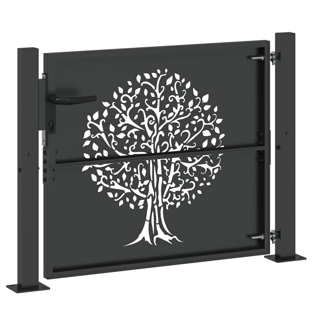 vidaXL Brama ogrodowa Czarny 110 x 105 cm Stal Malowana Proszkowo