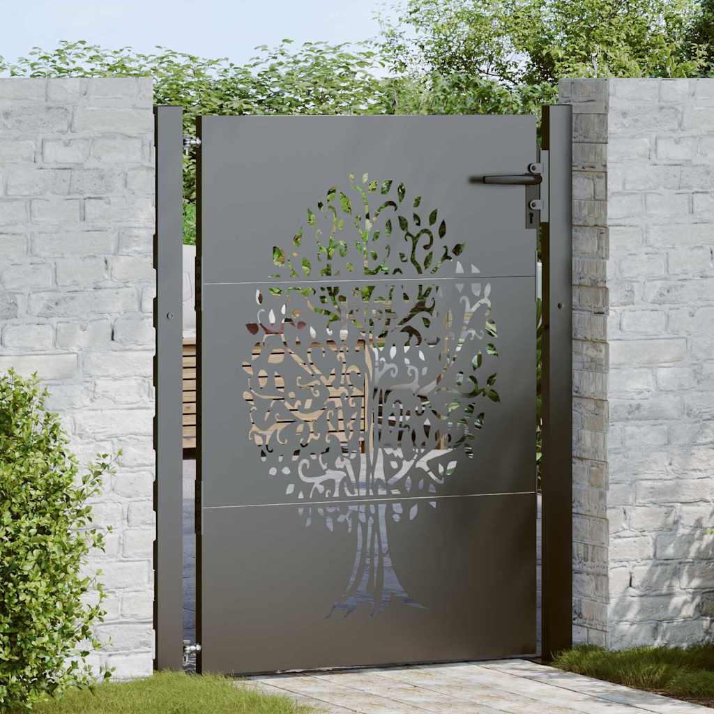 vidaXL Brama ogrodowa Czarny 110 x 130 cm Stal Malowana Proszkowo