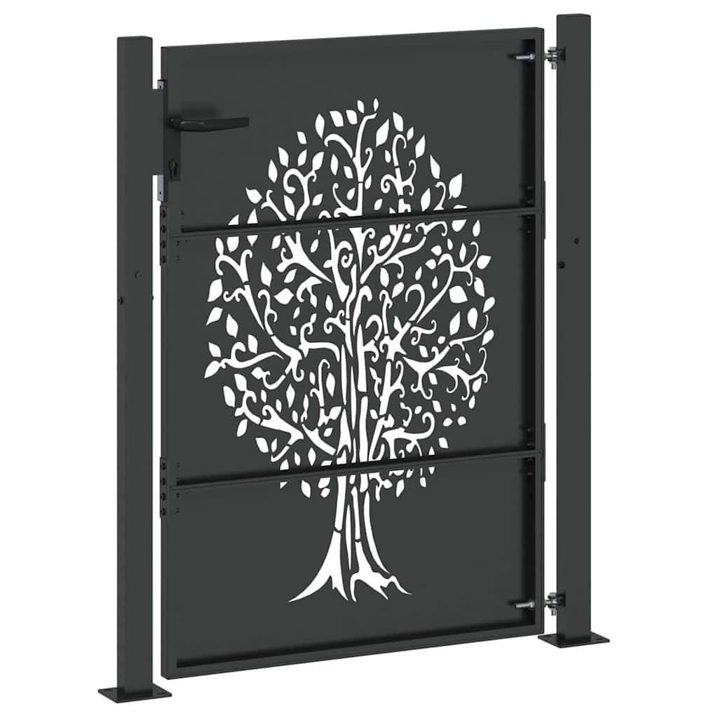 vidaXL Brama ogrodowa Czarny 110 x 130 cm Stal Malowana Proszkowo