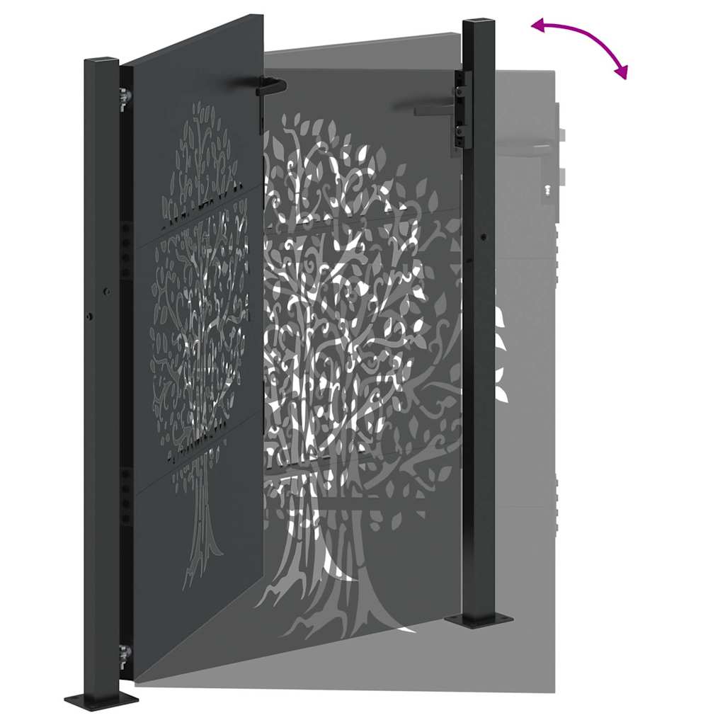 vidaXL Brama ogrodowa Czarny 110 x 130 cm Stal Malowana Proszkowo