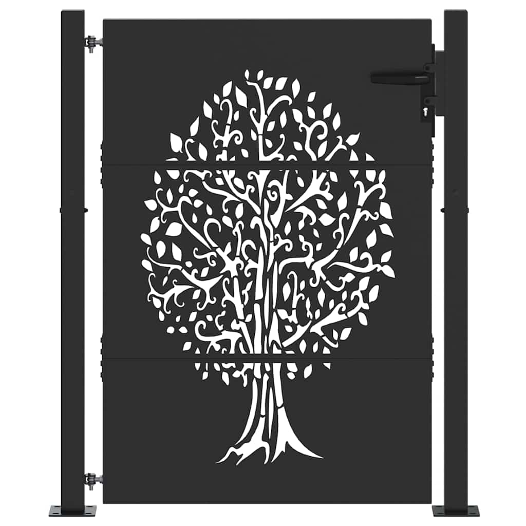 vidaXL Brama ogrodowa Czarny 110 x 155 cm Stal Malowana Proszkowo