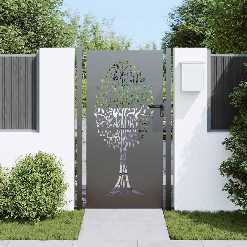 vidaXL Brama ogrodowa Czarny 110 x 180 cm Stal Malowana Proszkowo