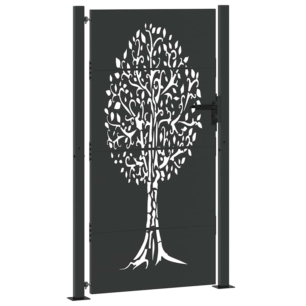 vidaXL Brama ogrodowa Czarny 110 x 180 cm Stal Malowana Proszkowo